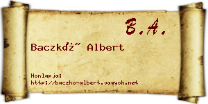 Baczkó Albert névjegykártya